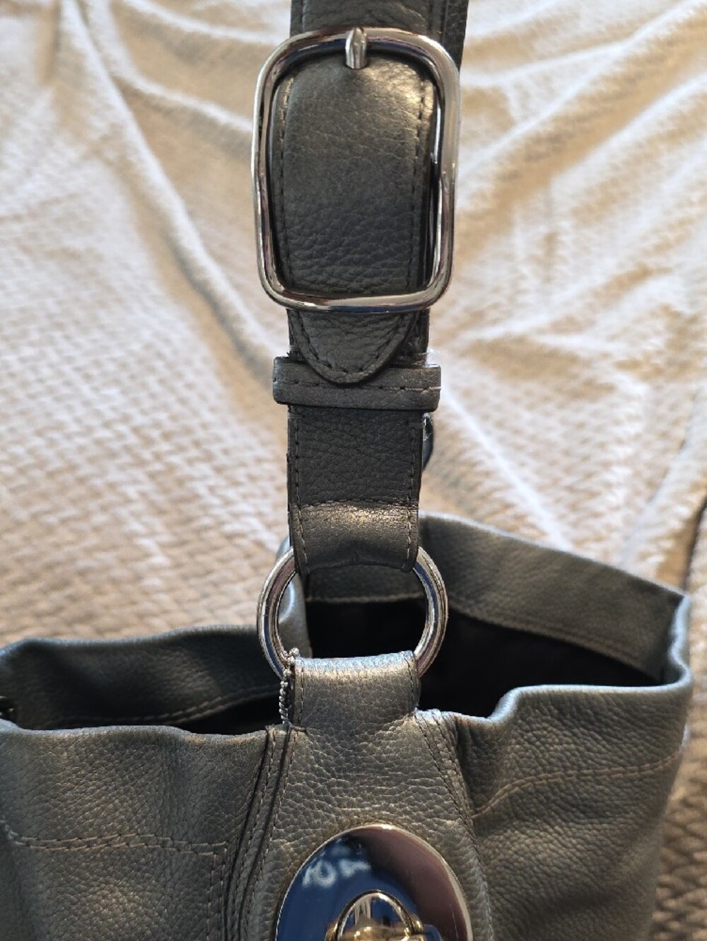 Coach Pebbled Leather Shoulder Hobo in Gray - Picture 6 of 10